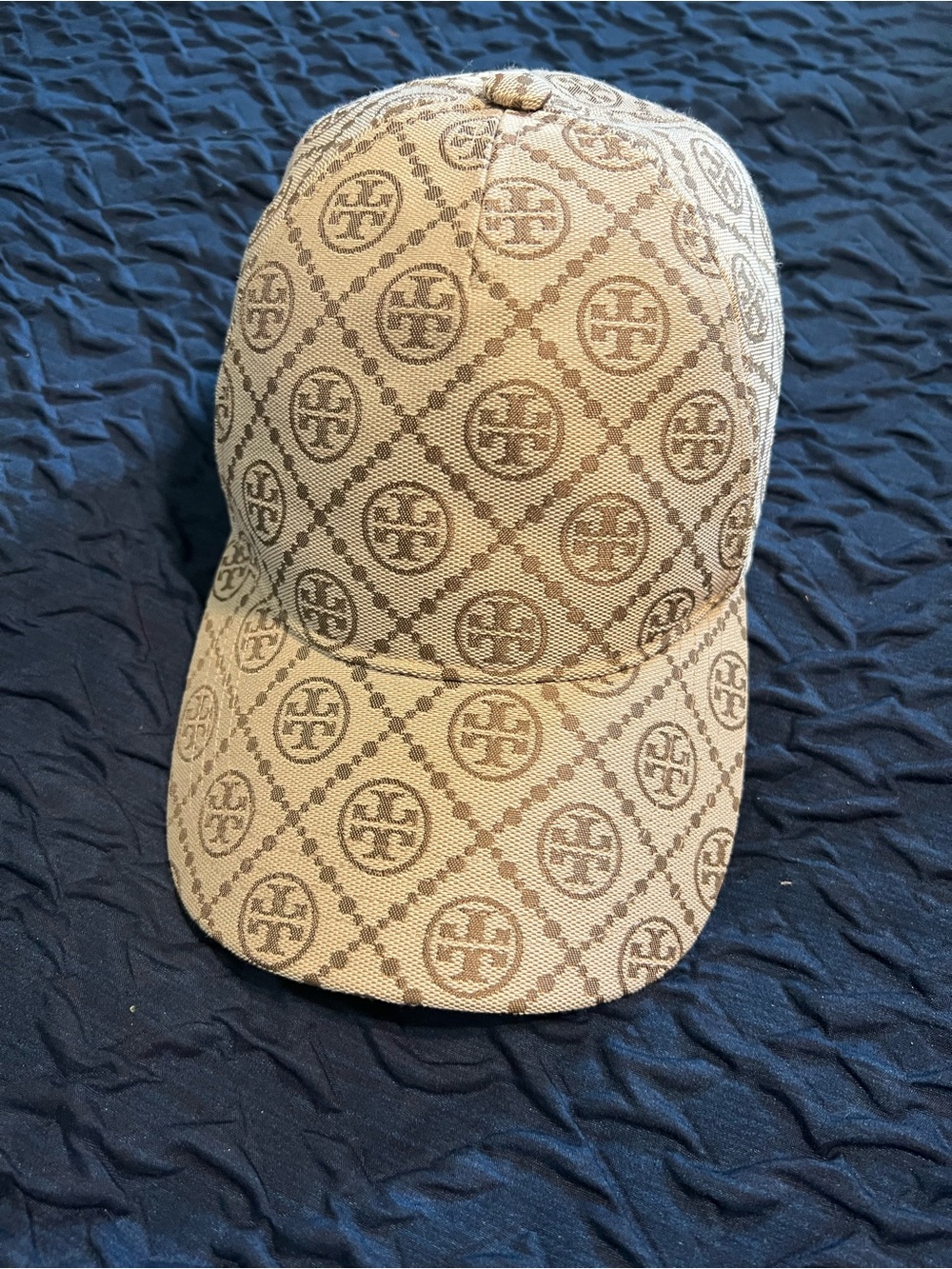 Tory Burch Tan Logo-Print Baseball Cap
